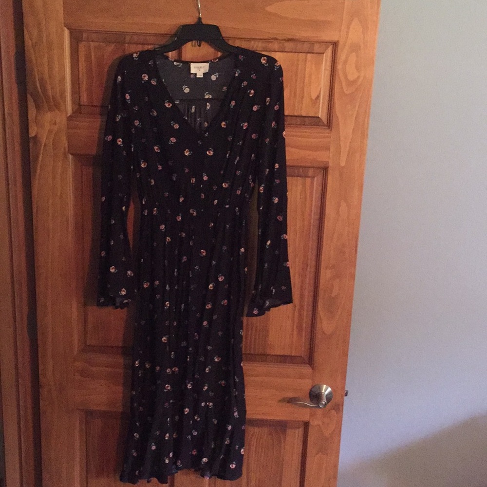 Button down black floral dress